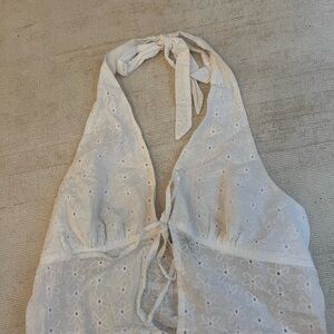 White Floral Halter Top